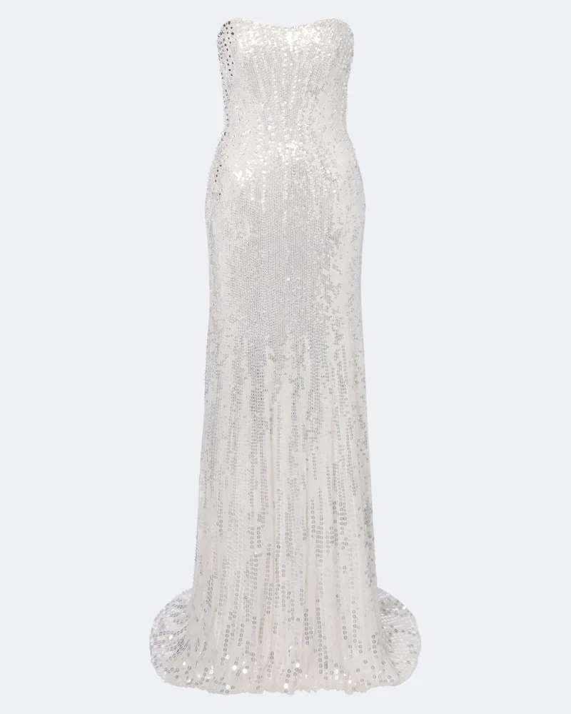 Jenny Packham Robe Floating Heart mit Pailletten Silber
