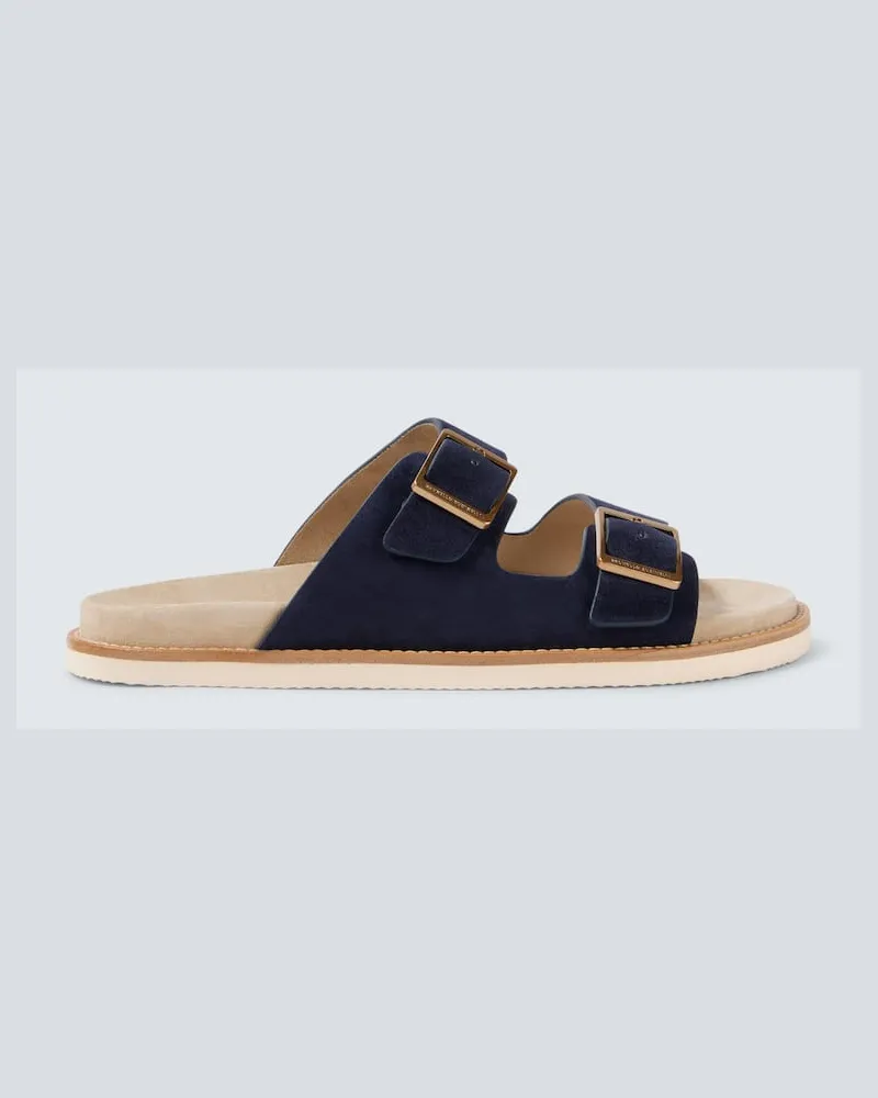 Brunello Cucinelli Sandalen aus Veloursleder Blau