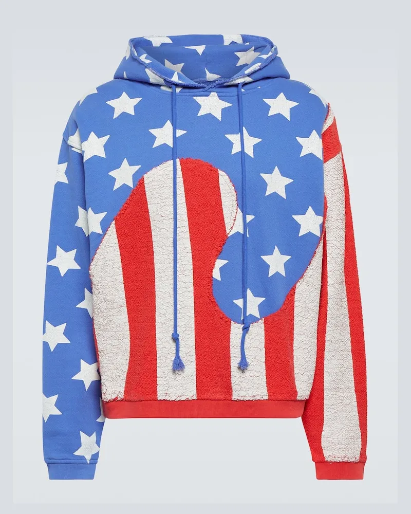 ERL Hoodie Stars and Stripes aus Baumwolle Blau