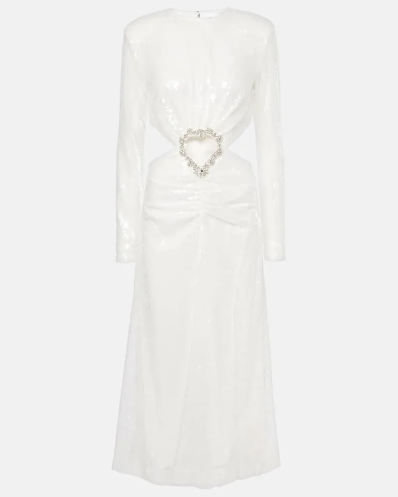 ROTATE Birger Christensen Bridal Midikleid mit Kristallen und Pailletten Weiß