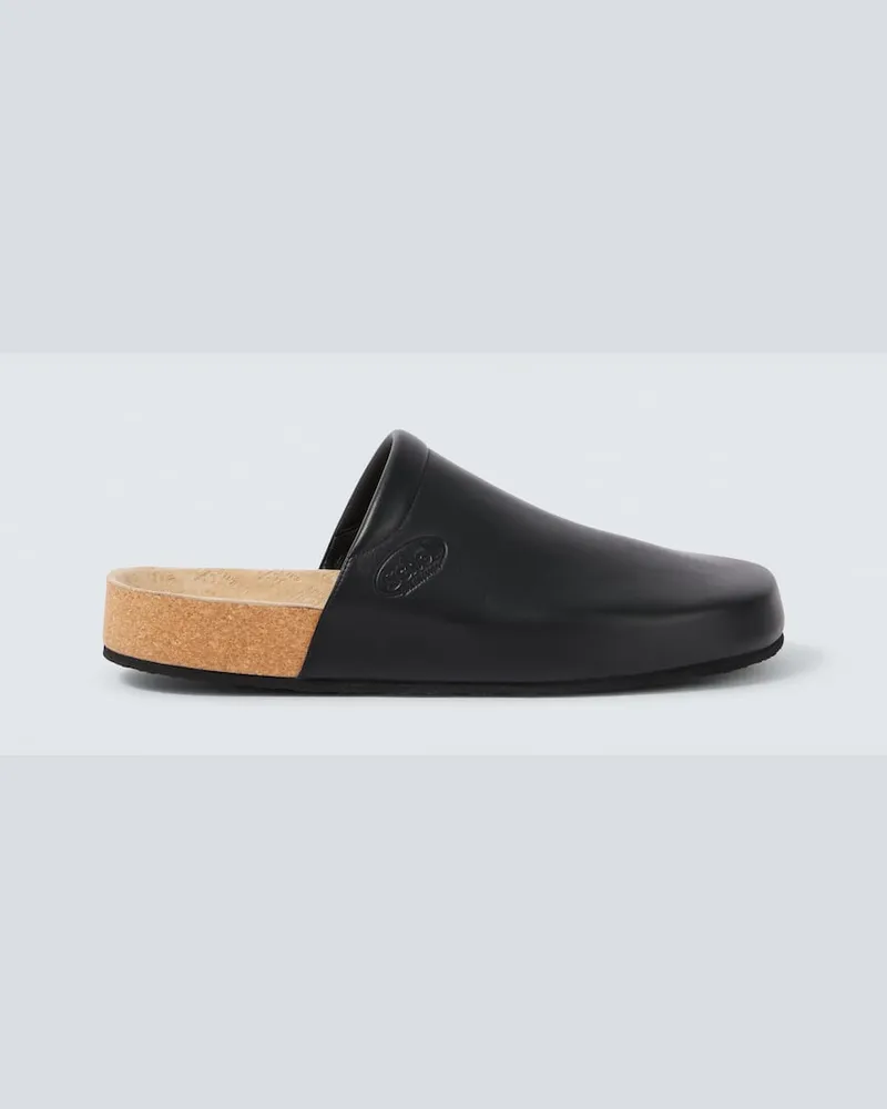 Balenciaga X Scholl Slippers aus Leder Schwarz