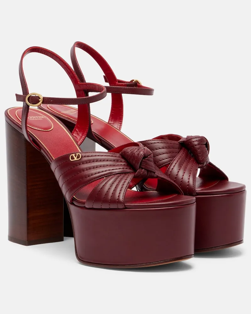 Valentino Garavani Plateausandalen Crasher VLogo aus Leder Burgunderrot