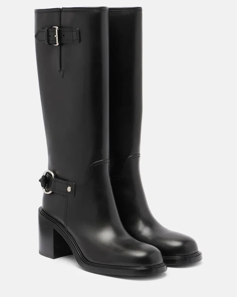 Gucci Stiefel Horsebit aus Leder Schwarz