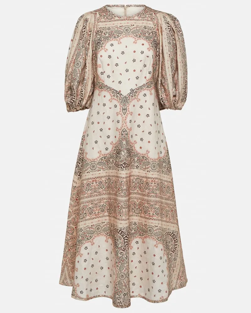 Zimmermann Midikleid Day aus Leinen Weiã