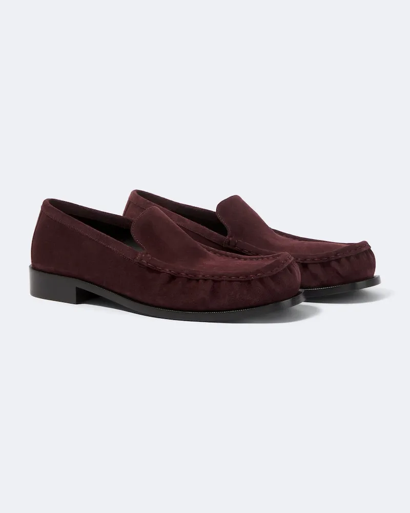 Dries van Noten Verzierte Loafers aus Veloursleder Burgunderrot