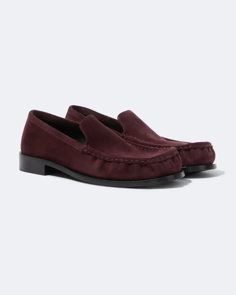 Dries van Noten Verzierte Loafers aus Veloursleder Burgunderrot
