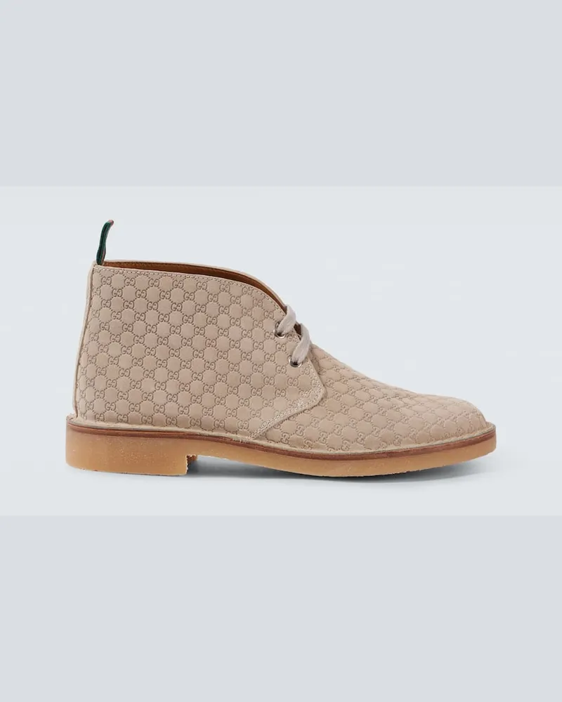 Gucci Desert Boots GG aus Veloursleder Beige