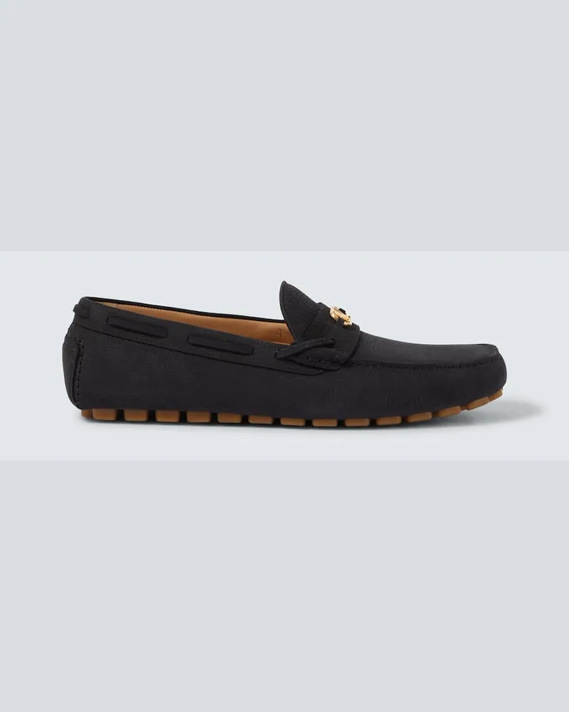 Valentino Garavani Mokassins Driver Fastaway VLogo aus Veloursleder Schwarz
