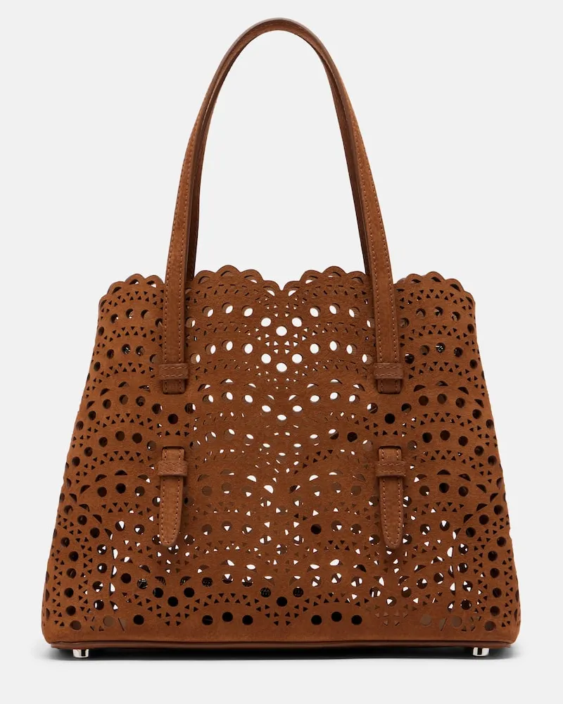Alaïa Alaïa Tote Bag Mina 25 Vienne Wave aus Leder Braun