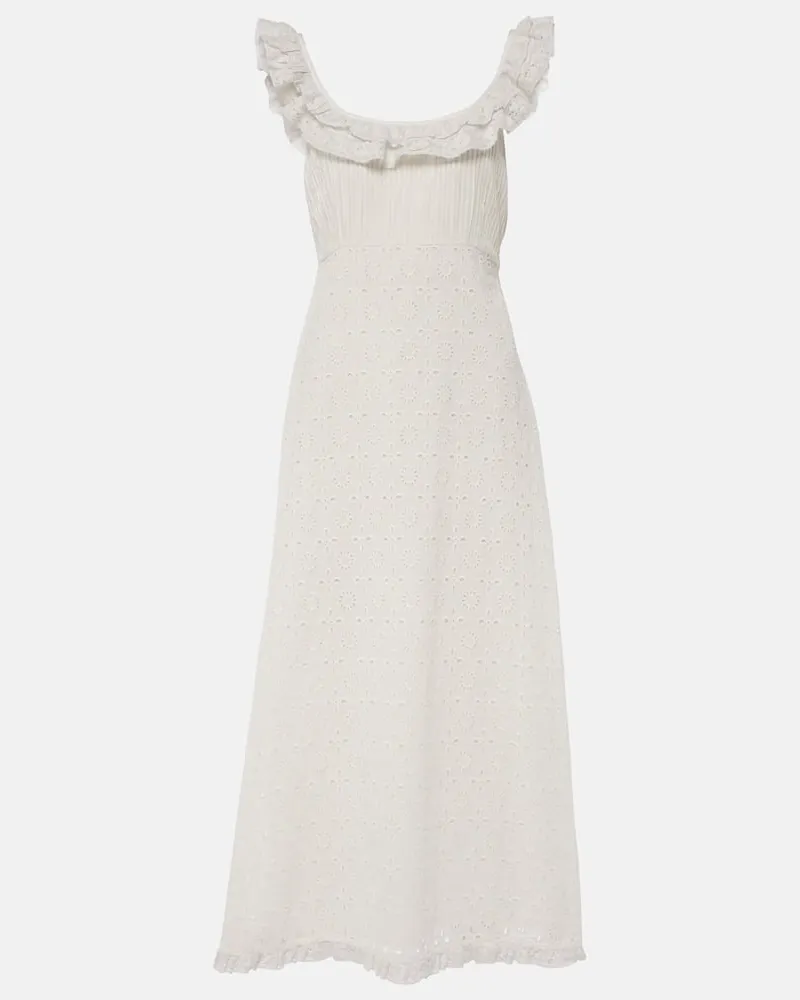 RIXO Midikleid Patsy aus Baumwolle Weiß