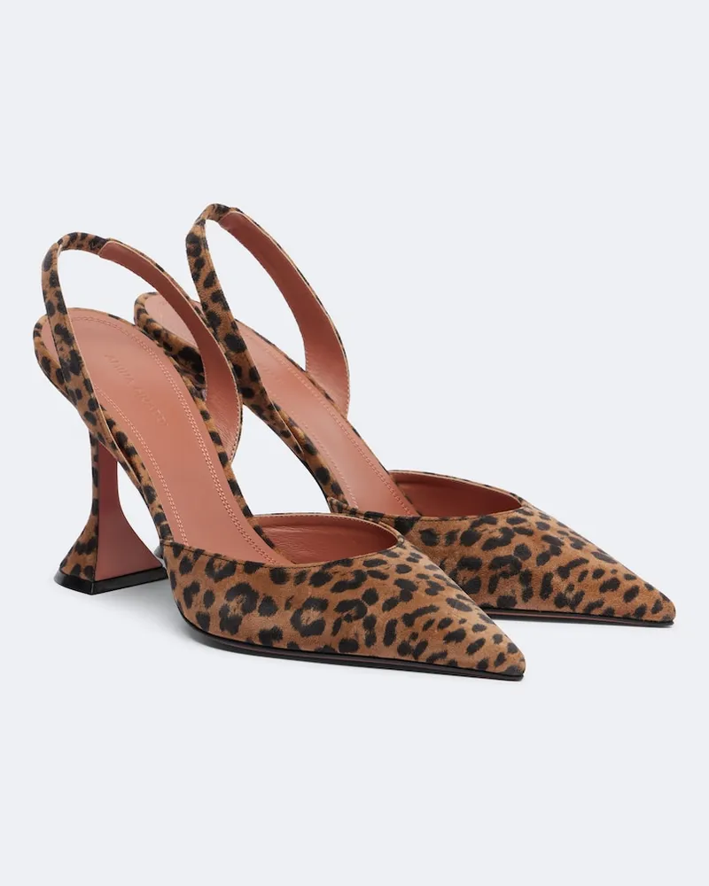 Amina Muaddi Slingback-Pumps Holli aus Veloursleder Braun