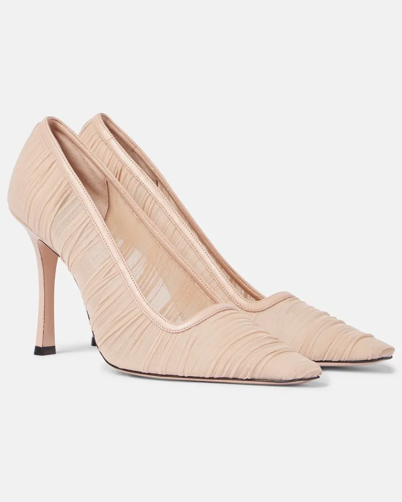 Jimmy Choo Pumps Lotta 100 aus Tüll Beige