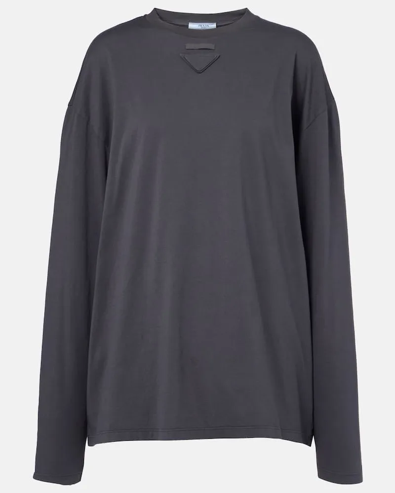 Prada Oversize-Top aus Baumwolle Grau
