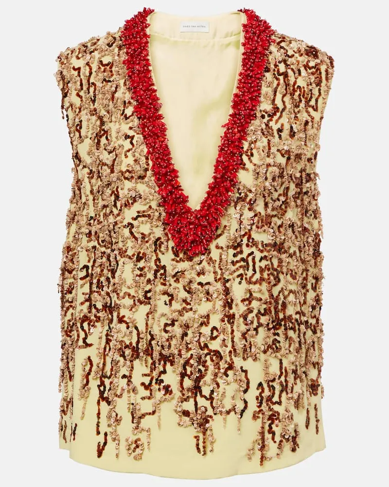 Dries van Noten Verziertes Top Grün