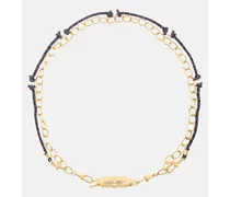 Halskette Rosa mit 14kt Gelbgold und Diamanten