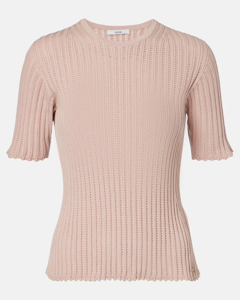 Erdem Top aus Pointelle-Strick Rosa
