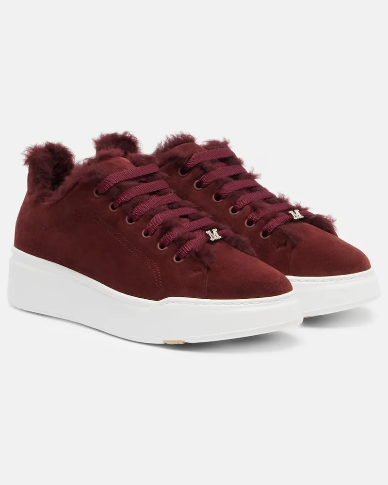 Max Mara Sneakers Tmaxi aus Veloursleder Burgunderrot