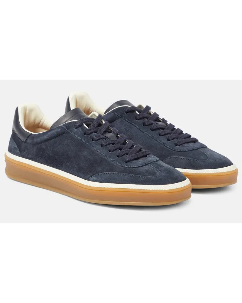 Loro Piana Sneakers Tennis Walk aus Veloursleder Blau