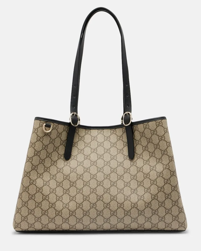 Gucci Shopper GG Emblem Large aus Canvas Beige