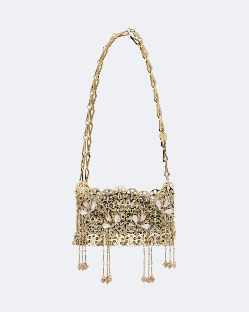 Paco Rabanne Verzierte Schultertasche Iconic Nano 1969 Gold