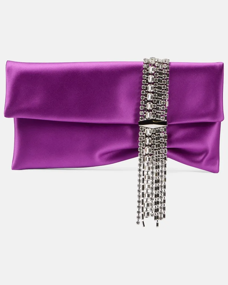 Jimmy Choo Clutch Zandra aus Satin mit Kristallen Violett