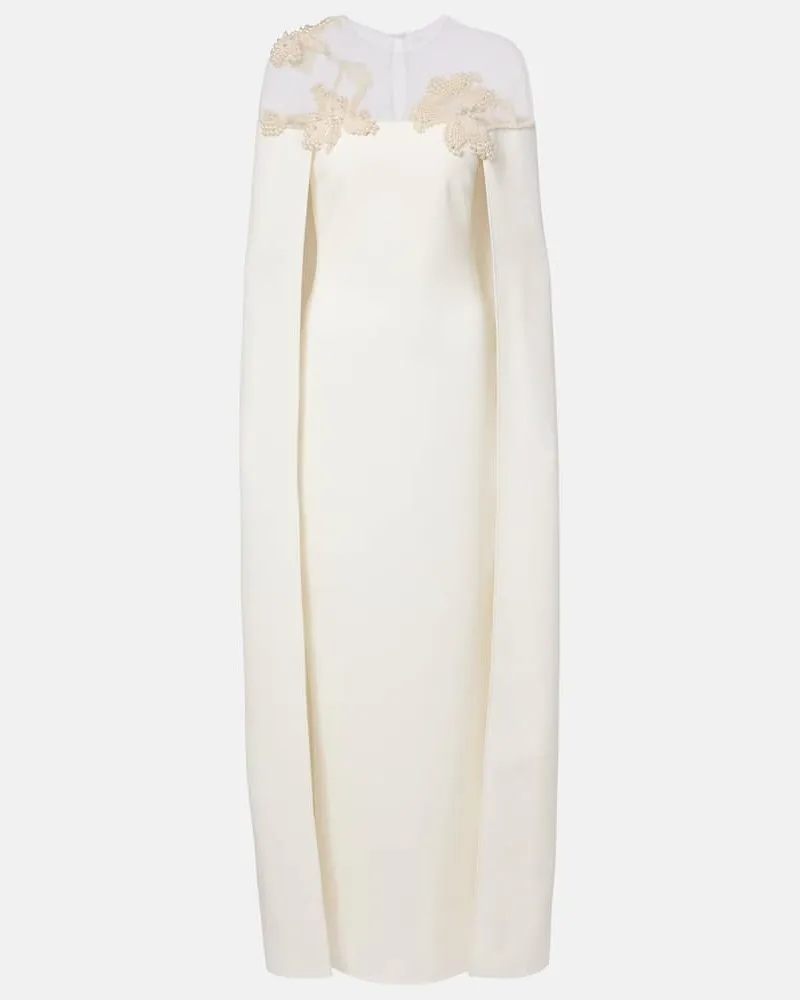 Safiyaa Bridal Robe Ambere aus Crêpe mit Kristallen Weiß