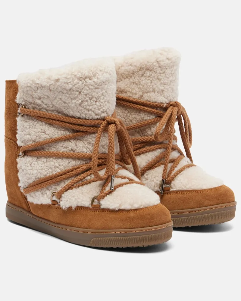 Isabel Marant Schneestiefel aus Shearling und Veloursleder Braun