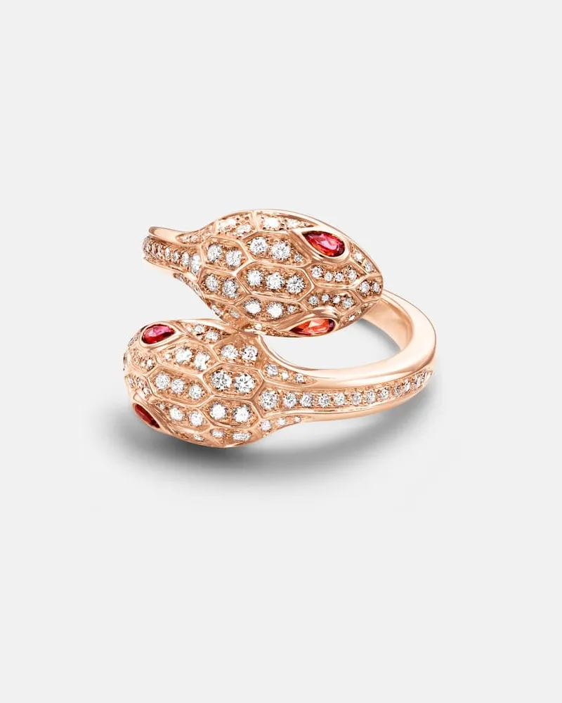 Bulgari Ring Serpenti Seduttori aus 18kt Roségold mit Diamanten und Rubellit Pink