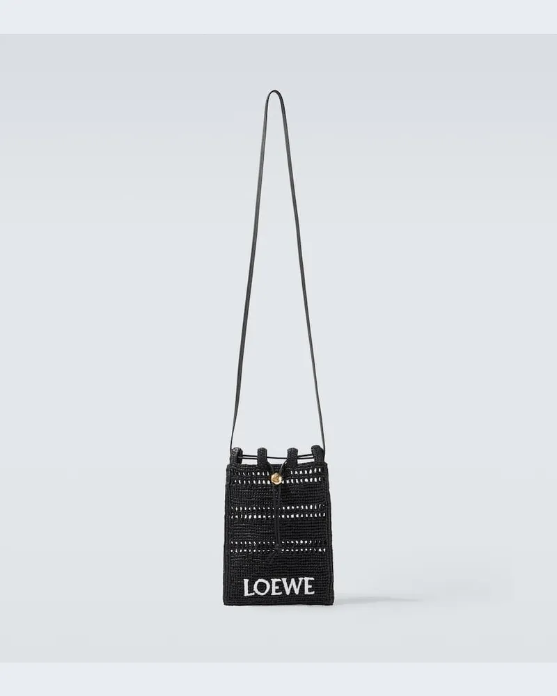 Loewe Paula's Ibiza Crossbody Bag aus Raffiabast Schwarz