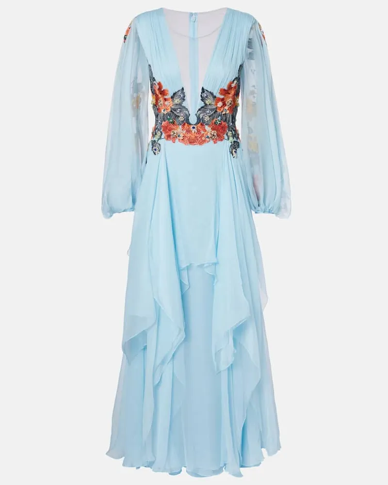 COSTARELLOS Robe aus Seide Blau