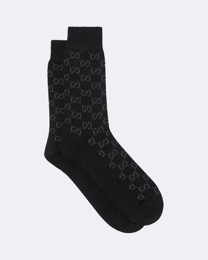 Gucci Socken GG aus Jacquard-Strick Schwarz