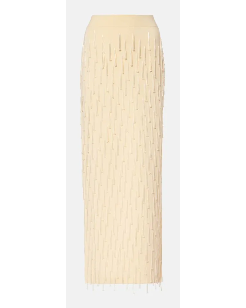 GALVAN Verzierter Maxirock Depois aus Jersey Nude