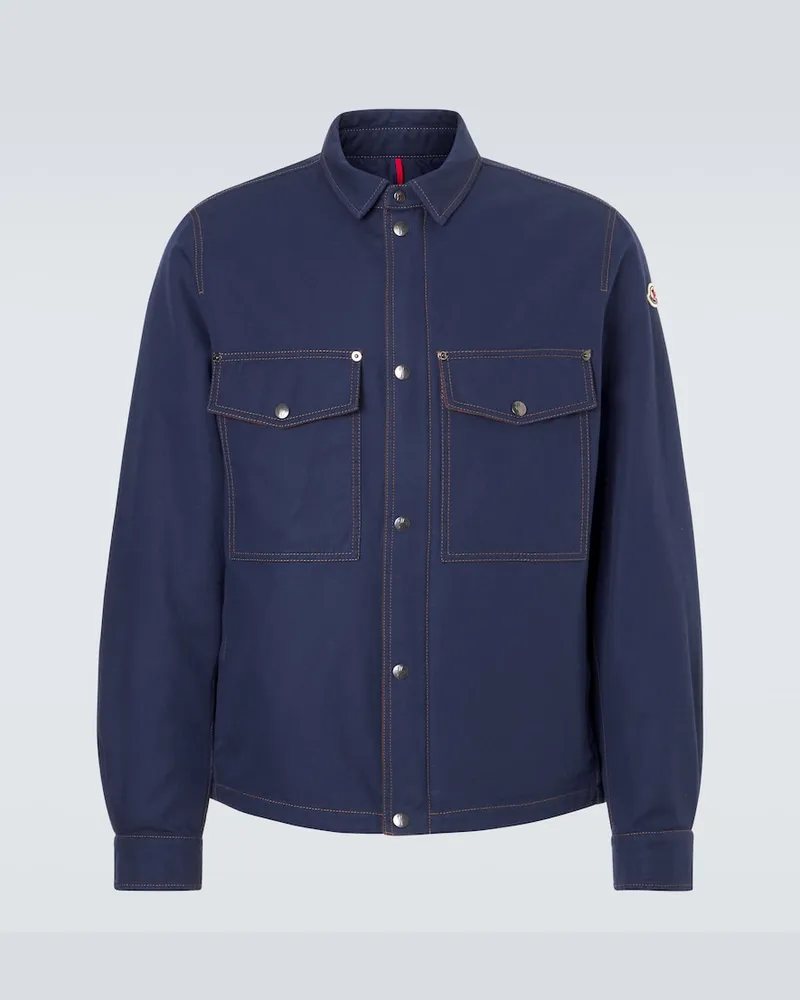 Moncler Feldjacke Watagua aus Baumwolle und Leinen Blau