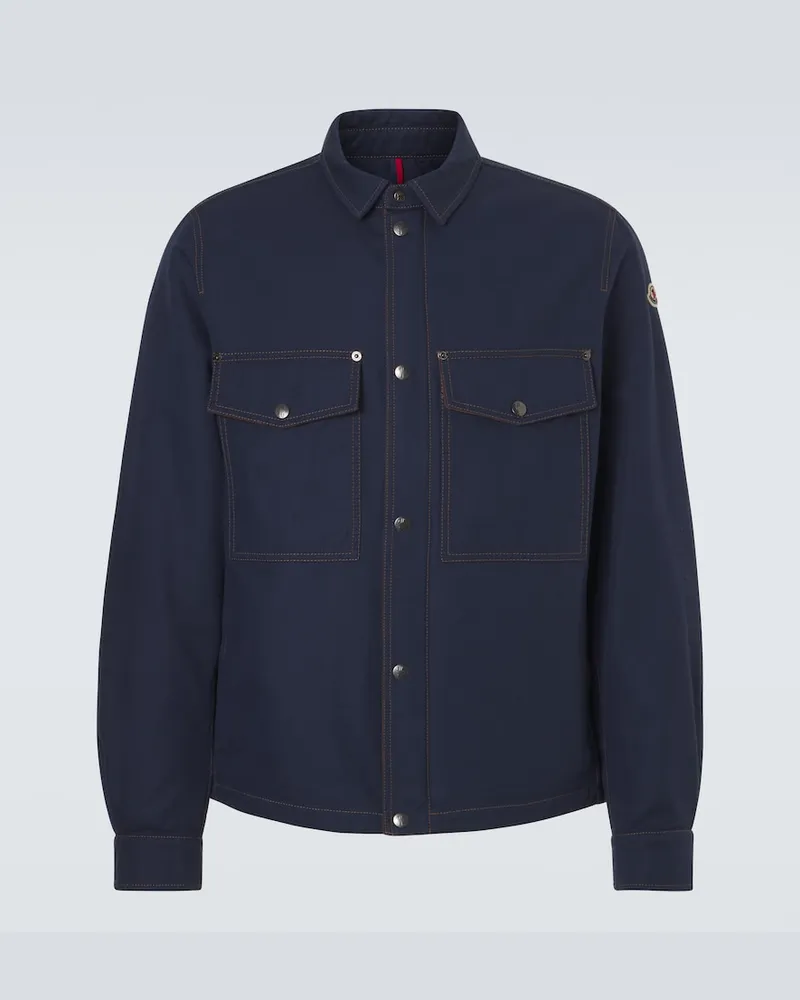 Moncler Feldjacke Watagua aus Baumwolle und Leinen Blau