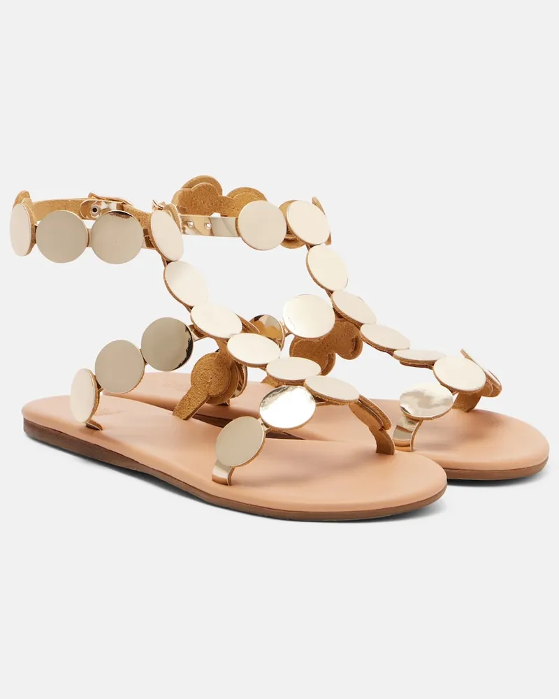 Ancient Greek Sandals Verzierte Römersandalen Triton aus Leder Gold