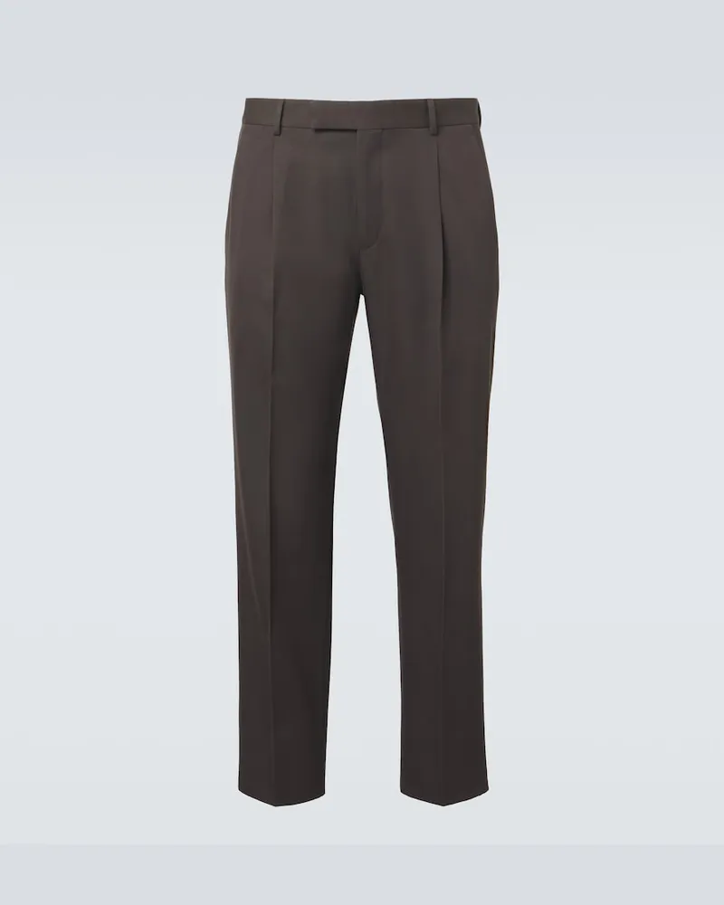 Ermenegildo Zegna Gerade Hose aus Baumwolle und Wolle Grün