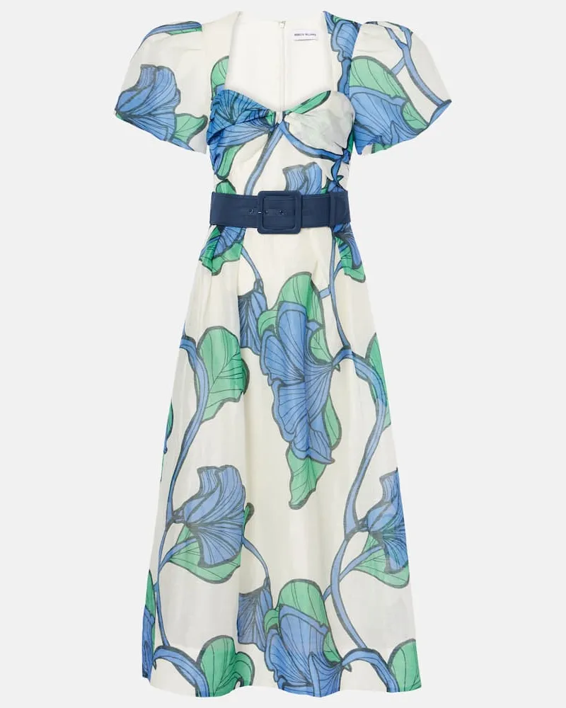 Rebecca Vallance Midikleid Blue Ivy aus Leinen und Seide Multicolor
