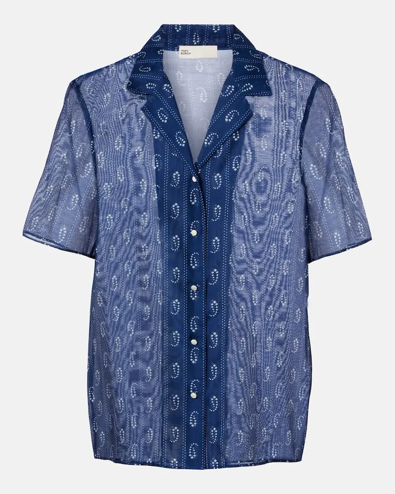 Tory Burch Hemd aus Baumwolle und Seide Blau