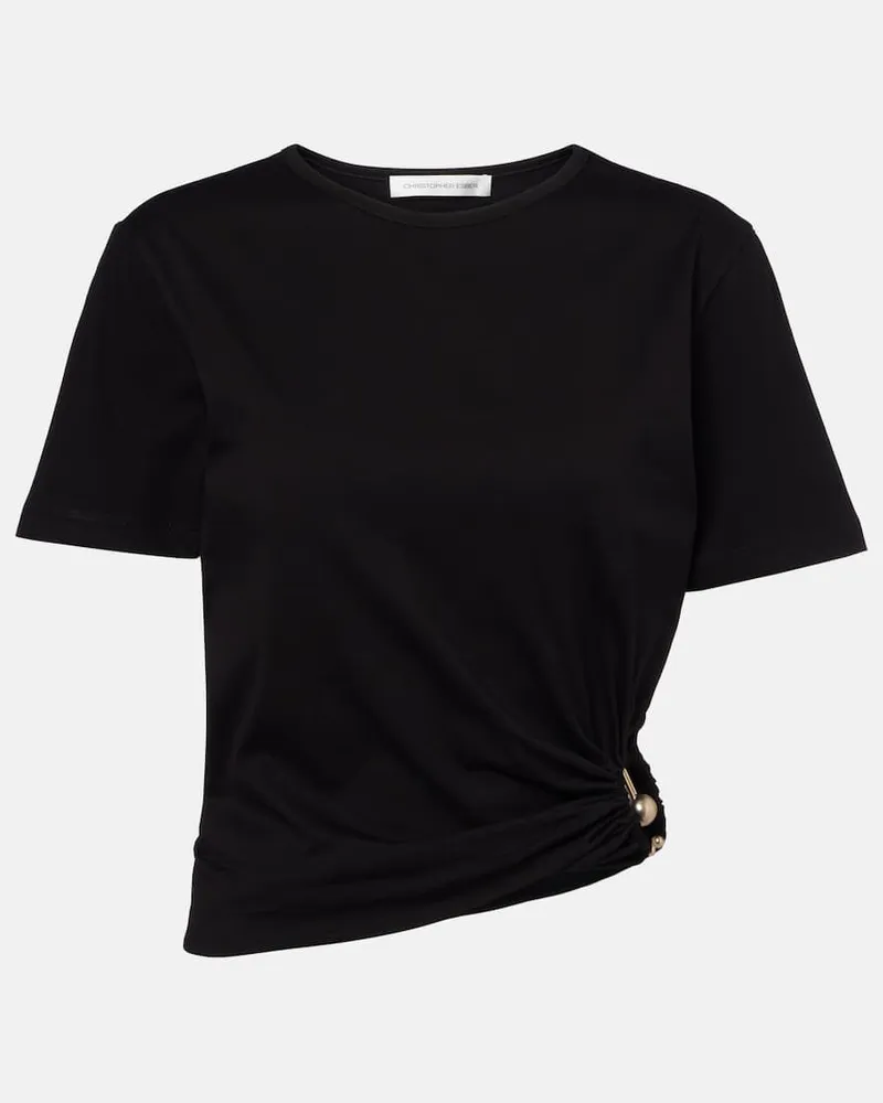 Christopher Esber Cropped-Top Orbit aus Baumwoll-Jersey Schwarz