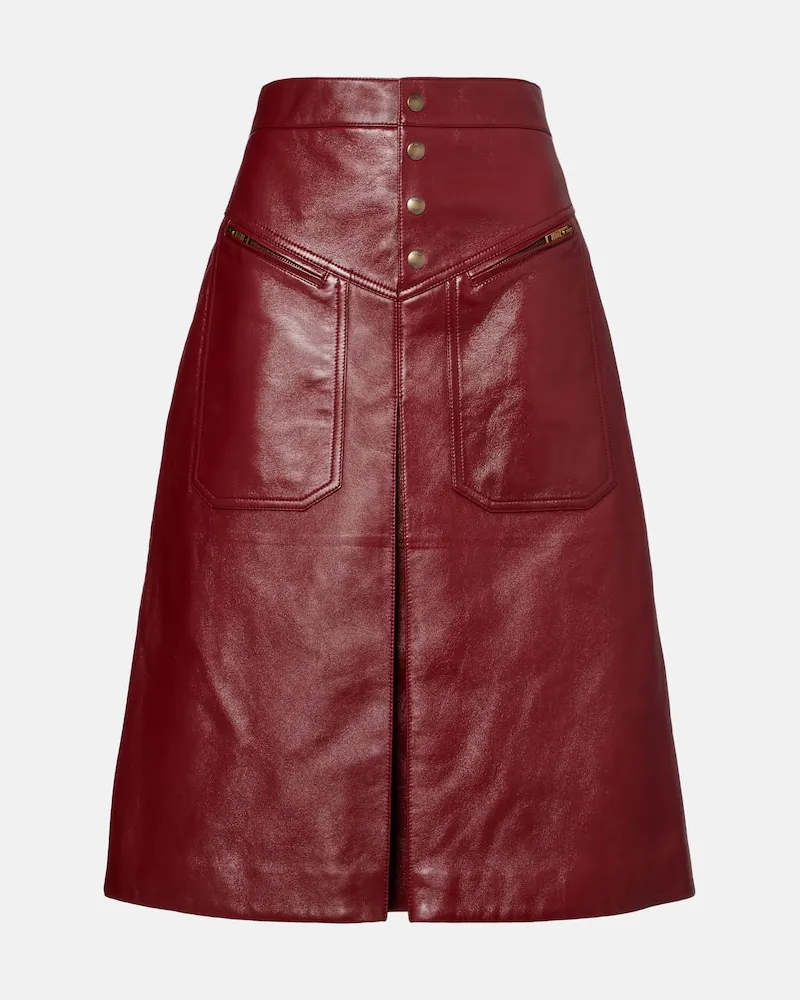 Chloé Chloé Midirock aus Leder Burgunderrot