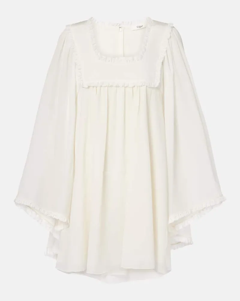 Chloé Chloé Minikleid aus Seiden-Crêpe Weiß