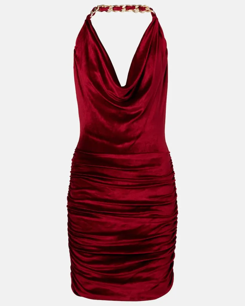 Balmain Minikleid Chain aus Samt Rot