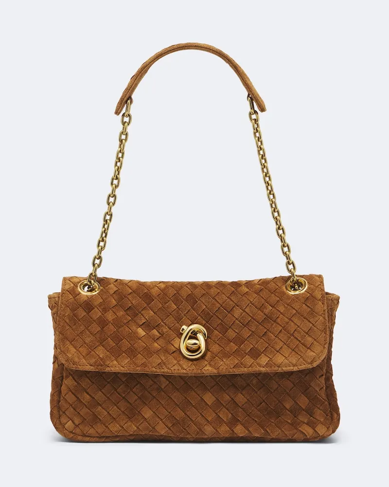 Bottega Veneta Schultertasche Madison aus Veloursleder Braun