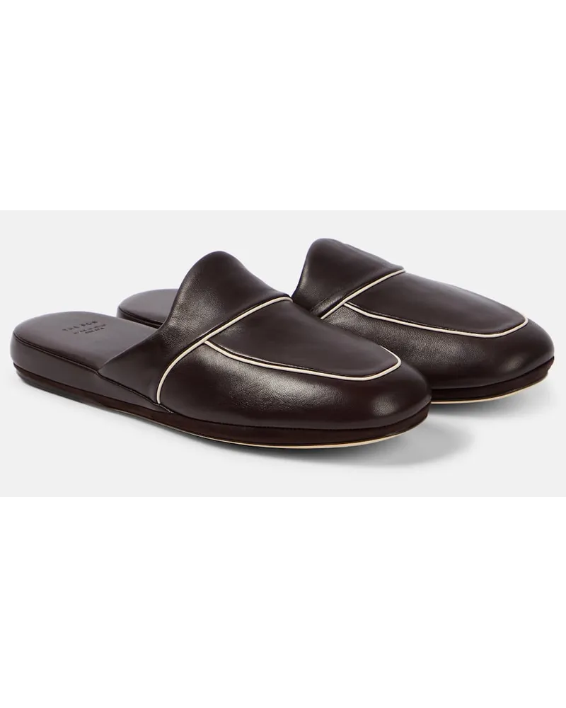 The Row Slippers Beck aus Leder Braun