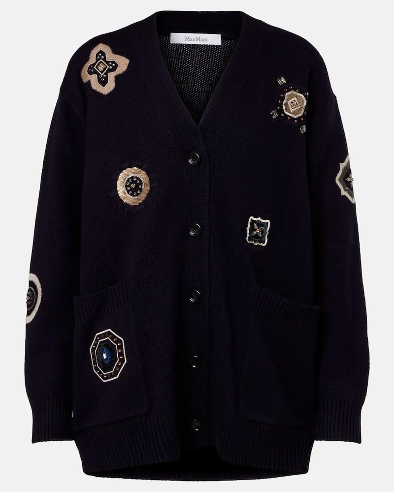 Max Mara Cardigan Gioire aus Wolle und Kaschmir Blau