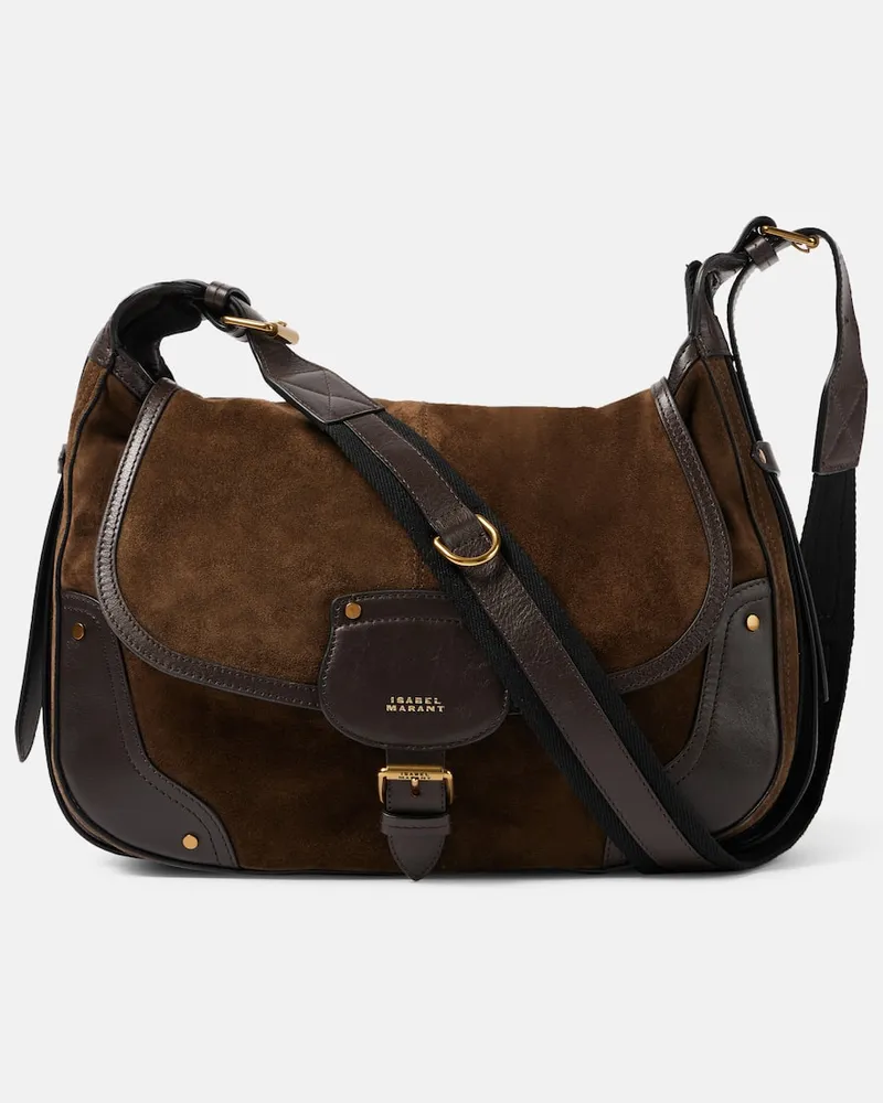 Isabel Marant Schultertasche Sierra aus Veloursleder und Leder Braun