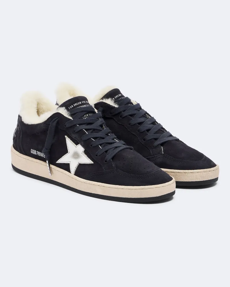 Golden Goose Sneakers Ball Star aus Veloursleder mit Shearling Blau