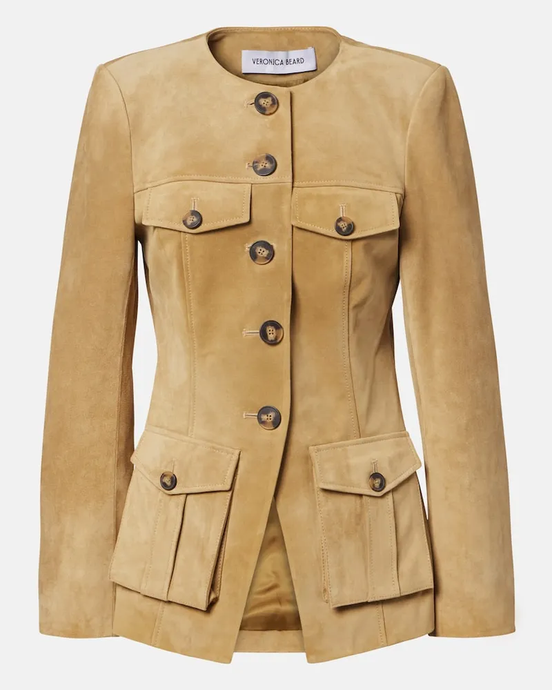 Veronica Beard Jacke Orrin aus Veloursleder Beige