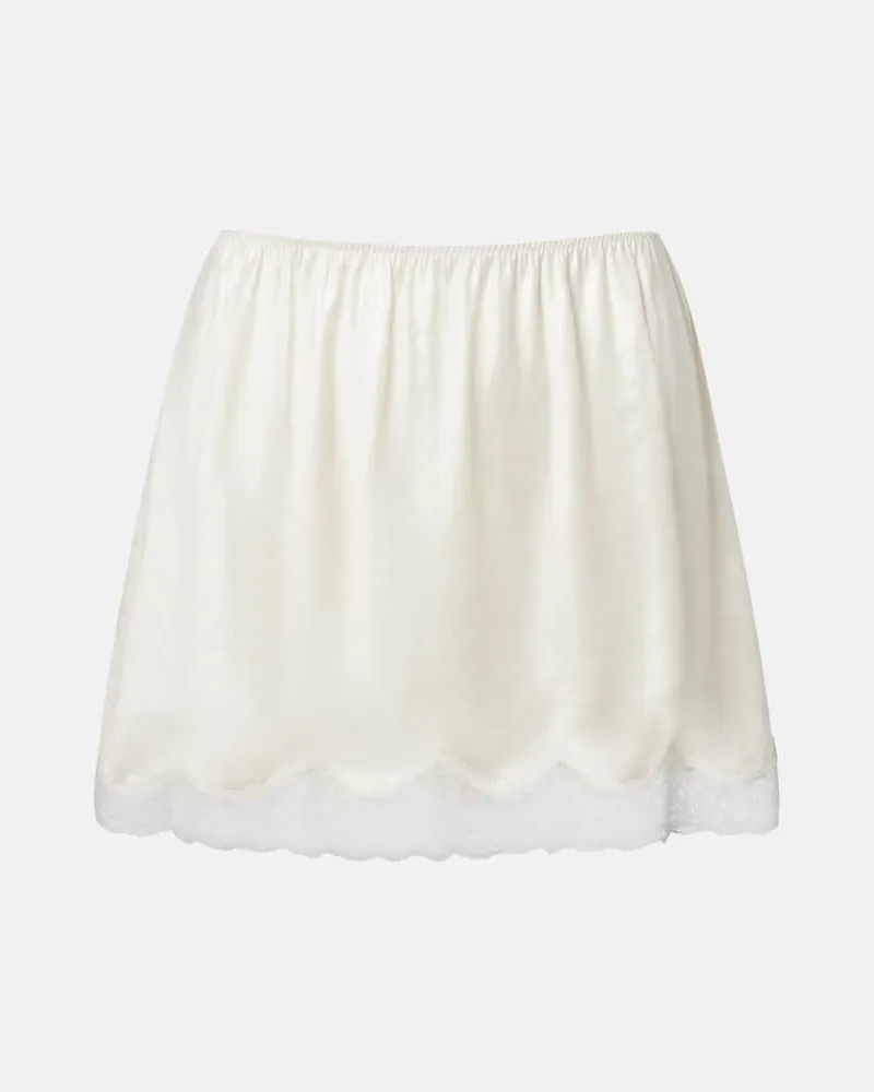 Magda Butrym Minirock aus Seidensatin mit Spitze Weiß