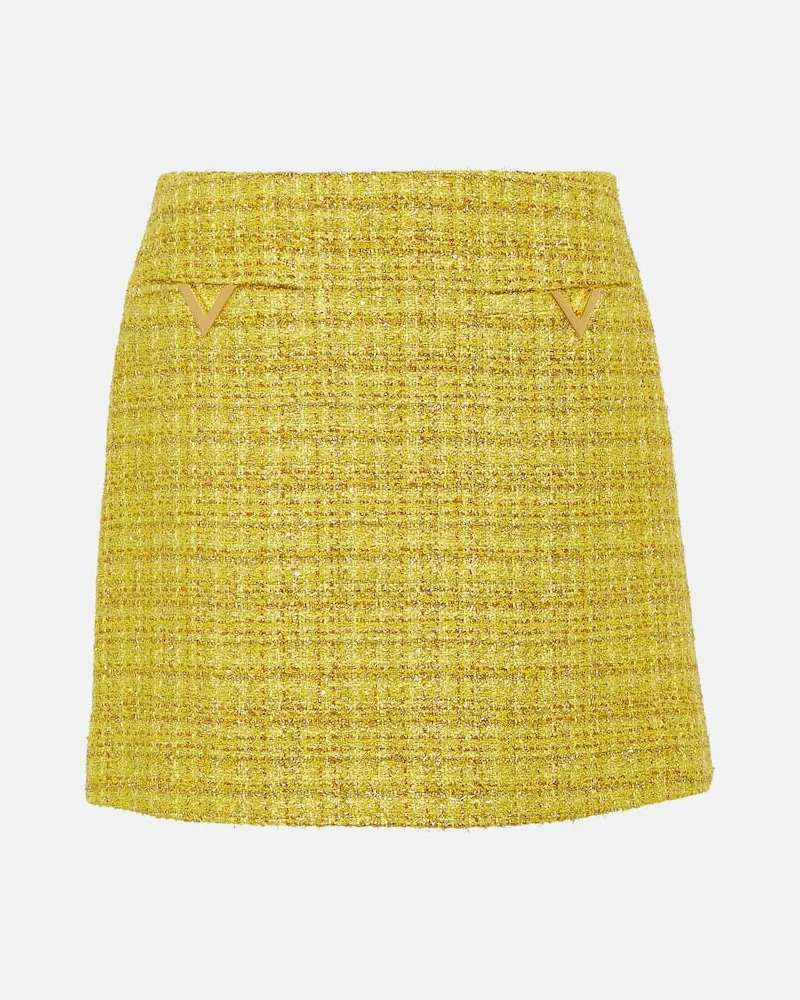 Valentino Garavani Minirock VLogo aus Tweed Gelb
